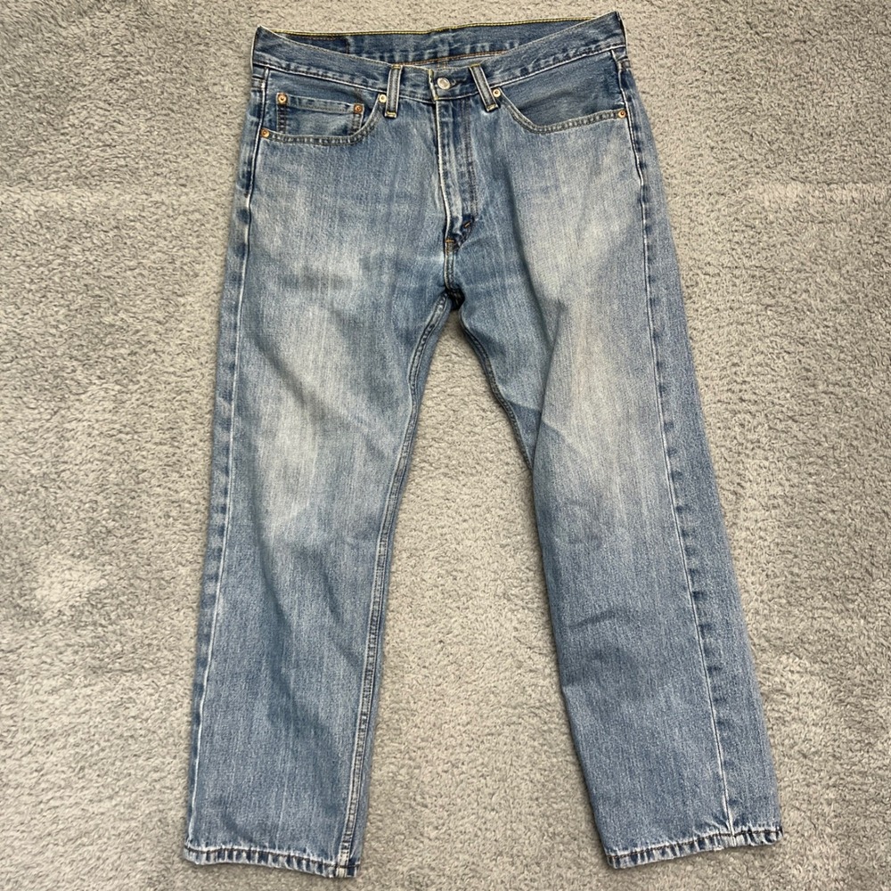 Levi's 505 Jeans Mens 34x29 Regular Fit Blue Excellent Straight Leg Denim